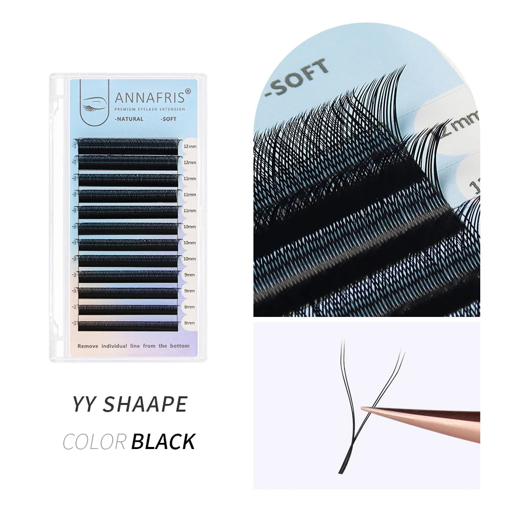 ANNAFRIS Premade Volume Fan YY 3D 4D 5D W-Shaped Lash Automatic Flowering W Lashes Extension Natural Soft Full Dense Mink Lash