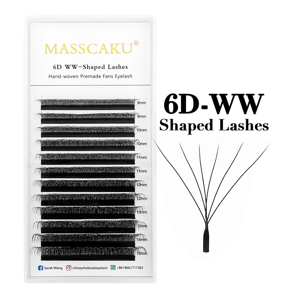 5case/lot High Quality Masscaku 4D/5D/6D W Shape Eyelash Extensions 8-15mm All Size W Type Individual Eyelashes Tray in Stock