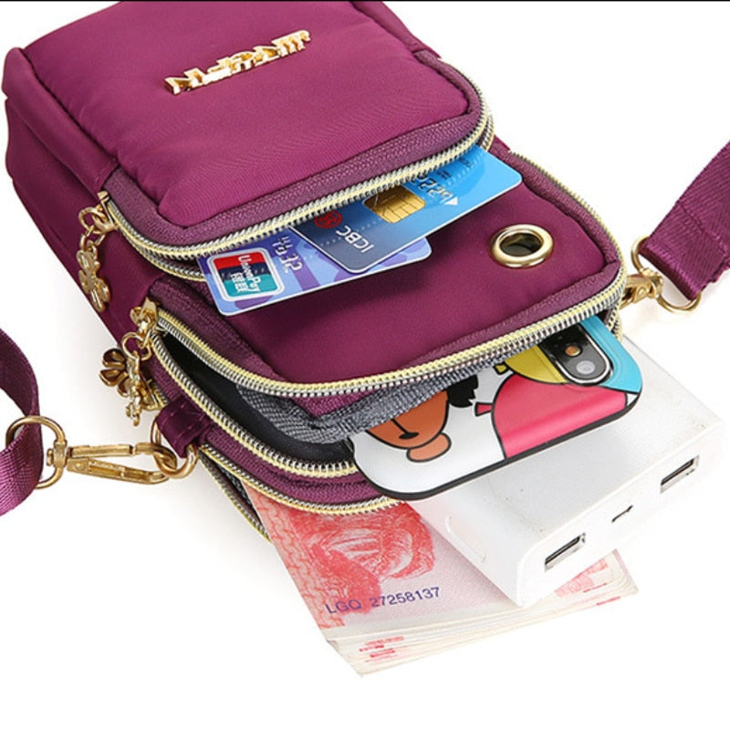 New Balloon Mobile Phone Crossbody Bags for Women Fashion Women Shoulder Bag Cell Phone Pouch with Headphone Plug 3 Layer Wallet