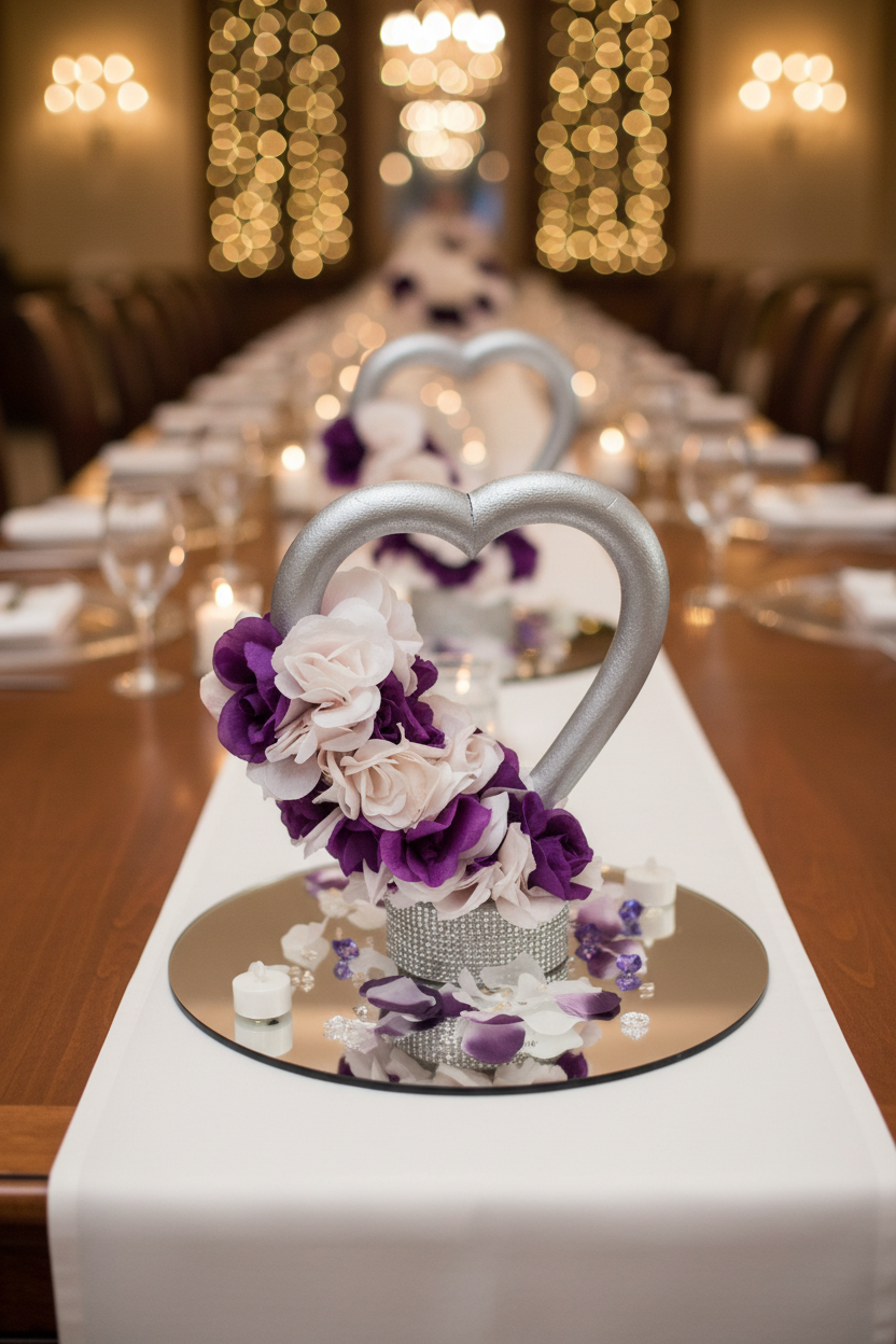 Centerpiece Heart - Silver