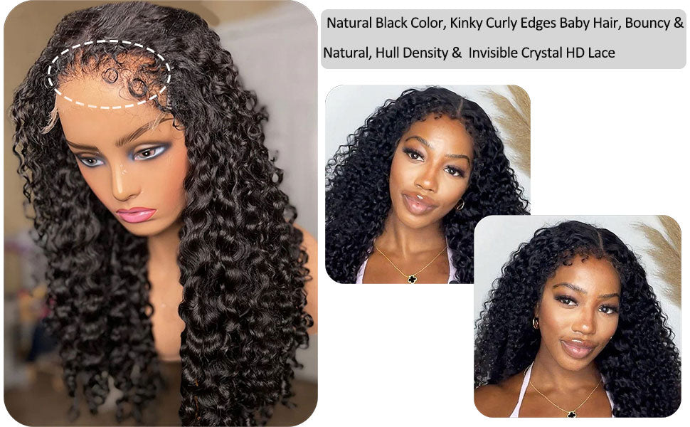 250 Density 13x6 Hd Afro Kinky Curly Wig 100% Human Hair 13x4 4c Edges Frontal Deep Wave Curly Lace Front Wigs For Women on sale