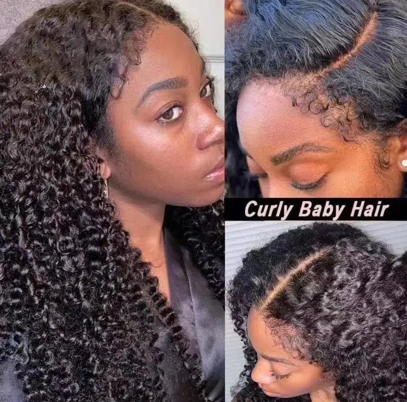 250 Density 13x6 Hd Afro Kinky Curly Wig 100% Human Hair 13x4 4c Edges Frontal Deep Wave Curly Lace Front Wigs For Women on sale