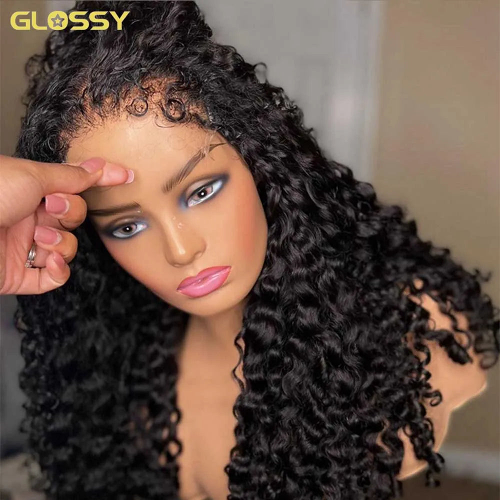 250 Density 13x6 Hd Afro Kinky Curly Wig 100% Human Hair 13x4 4c Edges Frontal Deep Wave Curly Lace Front Wigs For Women on sale