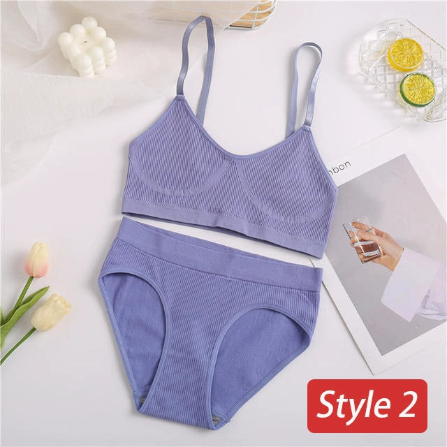 2PC Underwear Set Women Seamless Bra Set Wireless Bra Sexy H