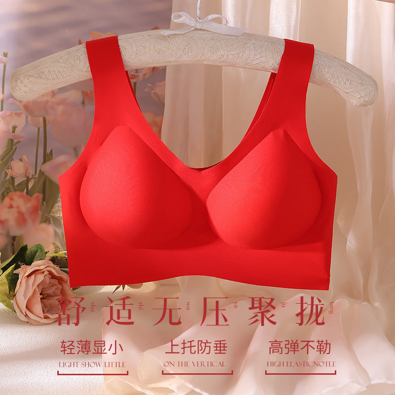 [High Quality] Red Endless Underwear Big Chest Small Thin plus size Sports Vest Bra