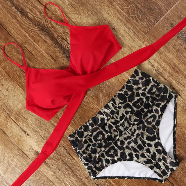 Leopard Swimsuit Women Snake Print Bikini 2021 Sexy Cross Ba
