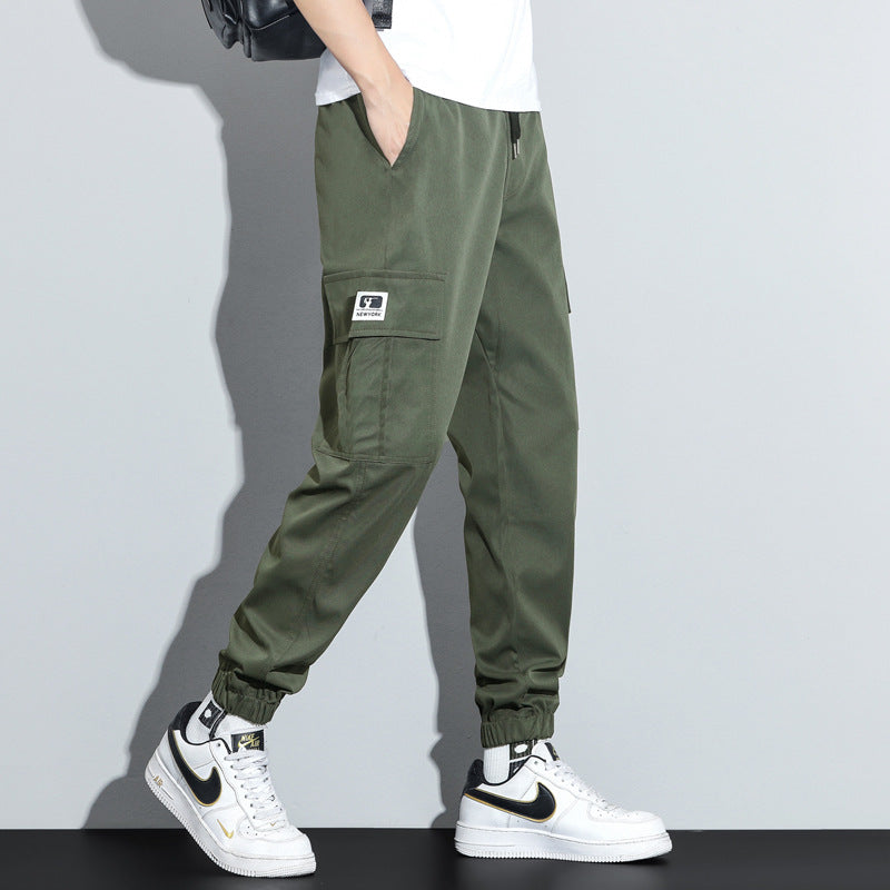 Spring and Autumn Men's Work Pants with Crotch Wear-resistant Loose Leg-toe Work Clothes Pants Breathable Elastic Multi-pocket Overalls