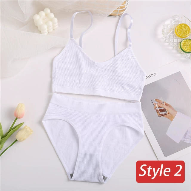 2PC Underwear Set Women Seamless Bra Set Wireless Bra Sexy H