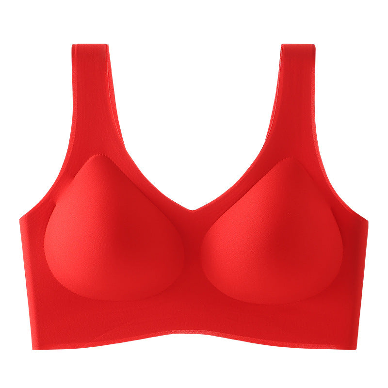 [High Quality] Red Endless Underwear Big Chest Small Thin plus size Sports Vest Bra