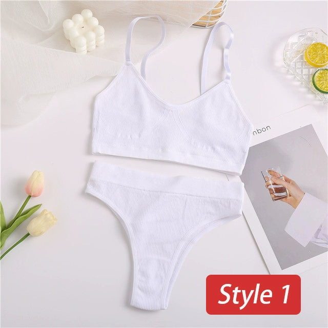 2PC Underwear Set Women Seamless Bra Set Wireless Bra Sexy H