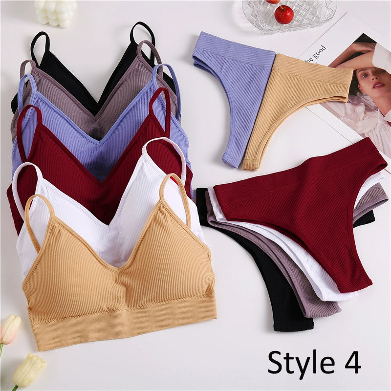 2PC Underwear Set Women Seamless Bra Set Wireless Bra Sexy H