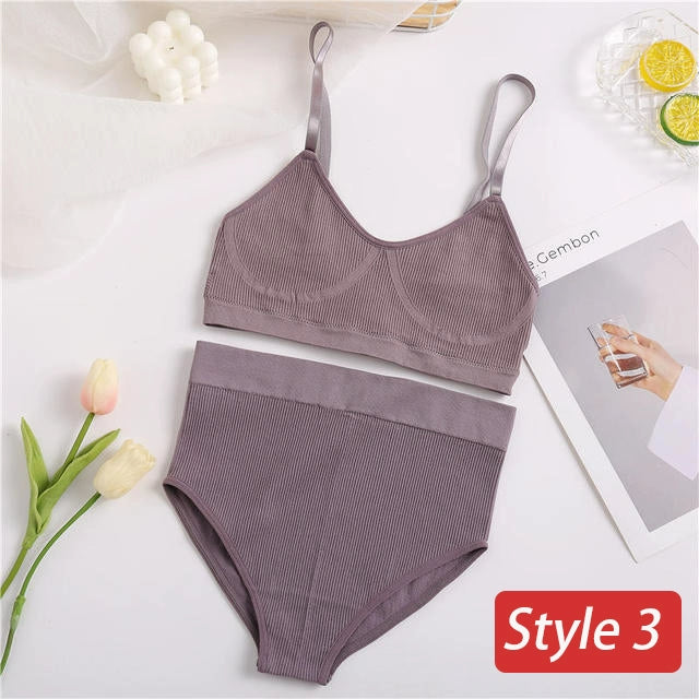 2PC Underwear Set Women Seamless Bra Set Wireless Bra Sexy H