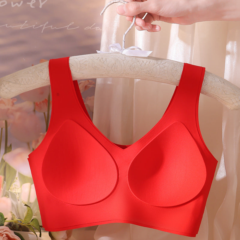 [High Quality] Red Endless Underwear Big Chest Small Thin plus size Sports Vest Bra