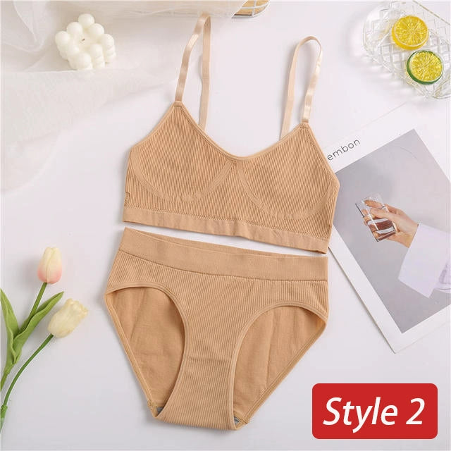 2PC Underwear Set Women Seamless Bra Set Wireless Bra Sexy H