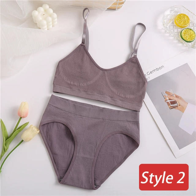 2PC Underwear Set Women Seamless Bra Set Wireless Bra Sexy H