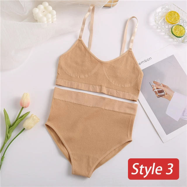 2PC Underwear Set Women Seamless Bra Set Wireless Bra Sexy H
