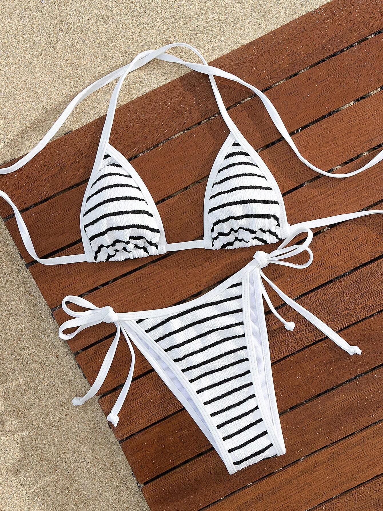 Amazon Lace-up Bikini Swimsuit Women's 2024 New European and American Sexual Beach Bikini Hot Spring Swimsuit