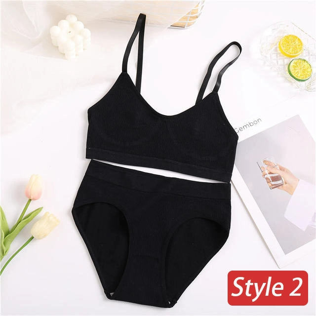 2PC Underwear Set Women Seamless Bra Set Wireless Bra Sexy H