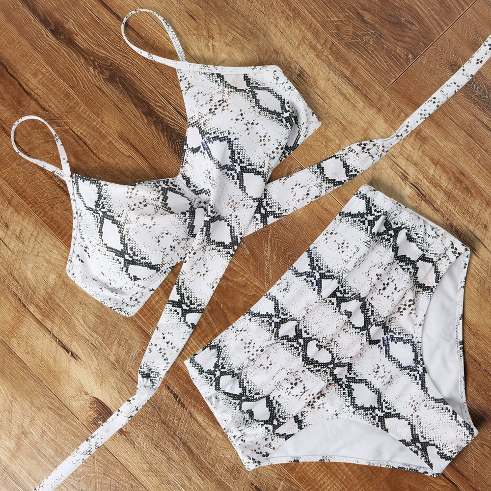 Leopard Swimsuit Women Snake Print Bikini 2021 Sexy Cross Ba