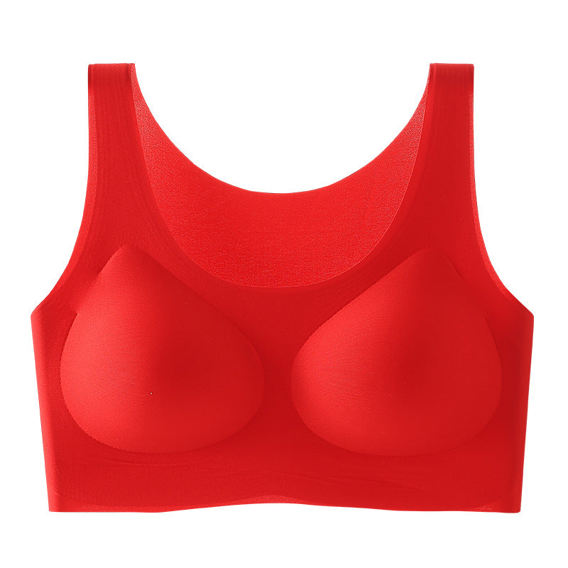 [High Quality] Red Endless Underwear Big Chest Small Thin plus size Sports Vest Bra