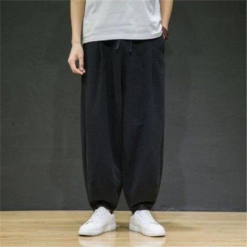 Spring and Summer Meditation Pants Men's Chinese-style Meditation Men's Cotton and Linen Bloomers Loose-fit Jumbos Zen Long Pants