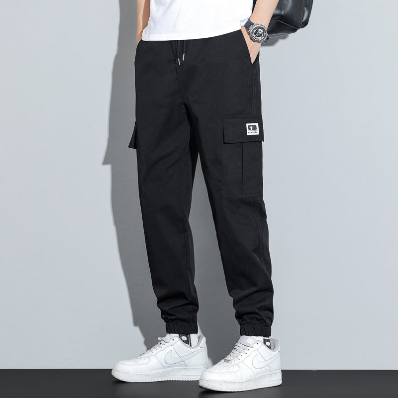 Spring and Autumn Men's Work Pants with Crotch Wear-resistant Loose Leg-toe Work Clothes Pants Breathable Elastic Multi-pocket Overalls