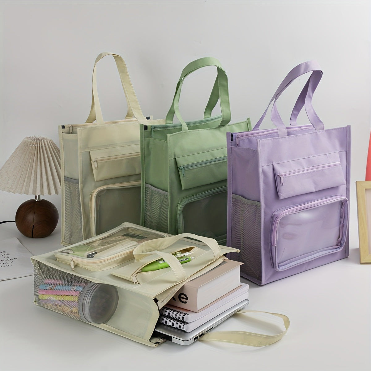 2024 tutorial bag carrying book bag student file bag canvas storage bag girl handbag wholesale
