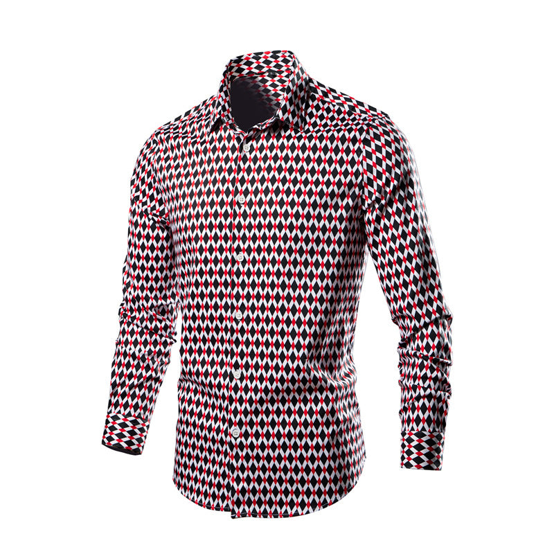 Foreign trade new cross-border Amazon spring and autumn Europe and the United States men's leisure fashion multi-color flower shirt shirt tide long sleeve