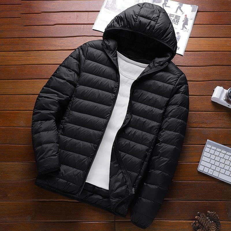 Winter Lightweight fleece-lined Cotton-padded Coat Hooded Men's Korean Style Slim-fit Cotton-padded Coat Men's Warm Jacket Short Cotton-padded Coat Trendy