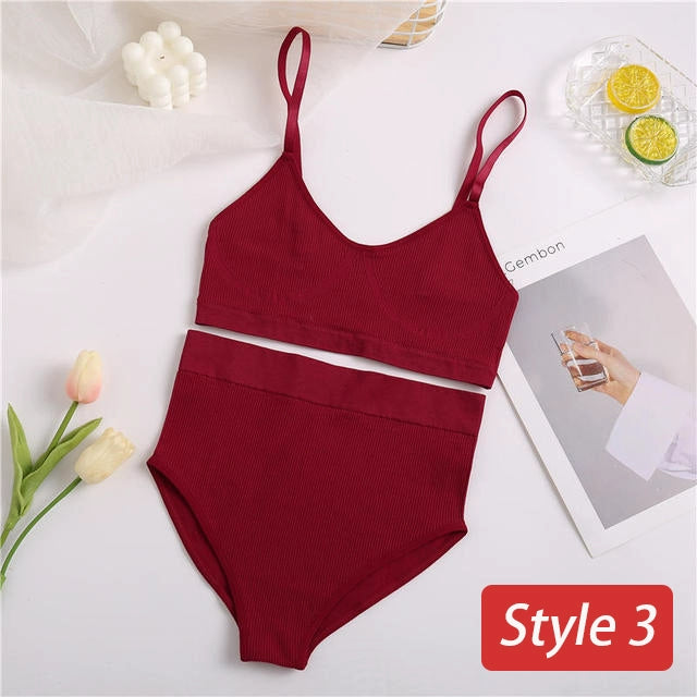 2PC Underwear Set Women Seamless Bra Set Wireless Bra Sexy H