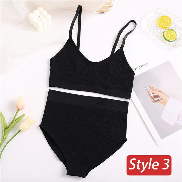 2PC Underwear Set Women Seamless Bra Set Wireless Bra Sexy H