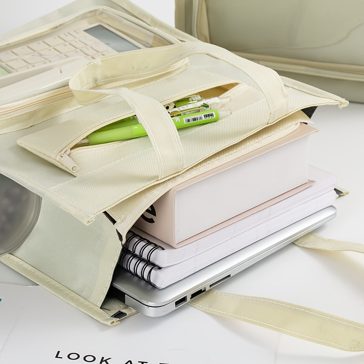 2024 tutorial bag carrying book bag student file bag canvas storage bag girl handbag wholesale