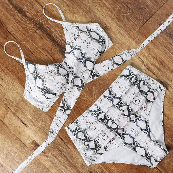 Leopard Swimsuit Women Snake Print Bikini 2021 Sexy Cross Ba