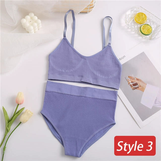 2PC Underwear Set Women Seamless Bra Set Wireless Bra Sexy H