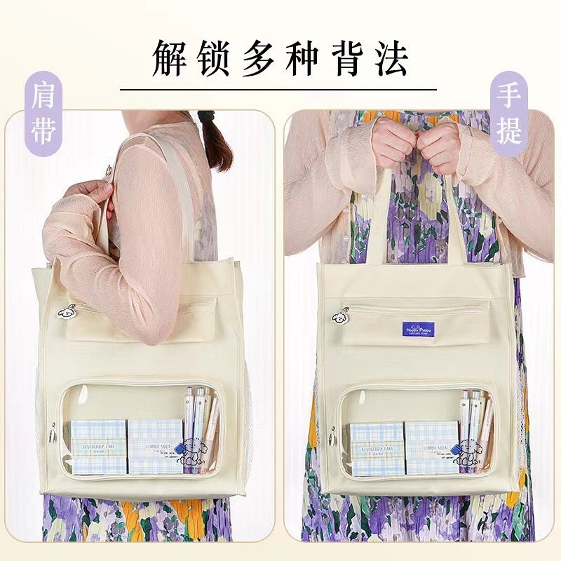 2024 tutorial bag carrying book bag student file bag canvas storage bag girl handbag wholesale