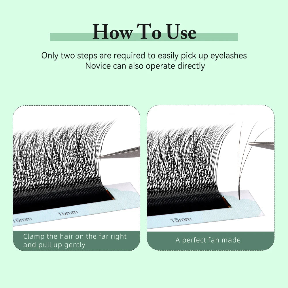 Yelix New 3D W Shape Small Opening Eyelash Extension Premade Volume Lashes L M Narrow 3D W Lashes Faux Eyelashes Makeup Tools