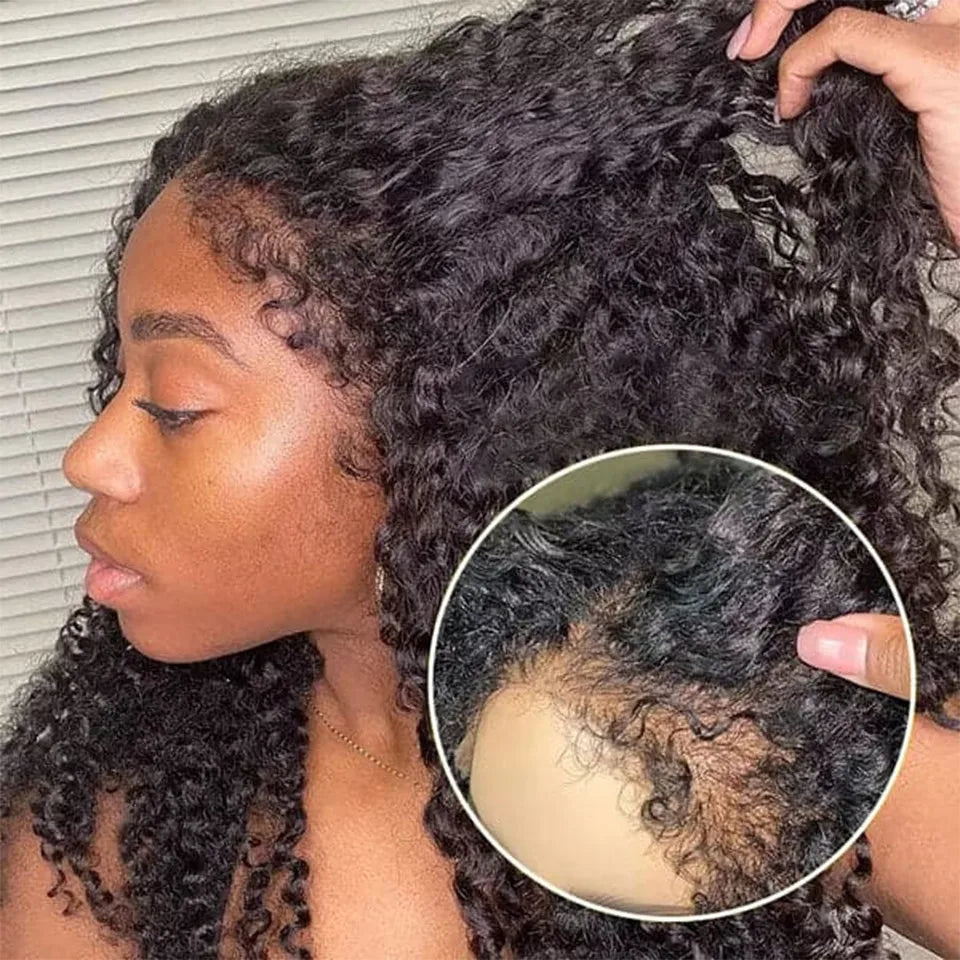 250 Density 13x6 Hd Afro Kinky Curly Wig 100% Human Hair 13x4 4c Edges Frontal Deep Wave Curly Lace Front Wigs For Women on sale