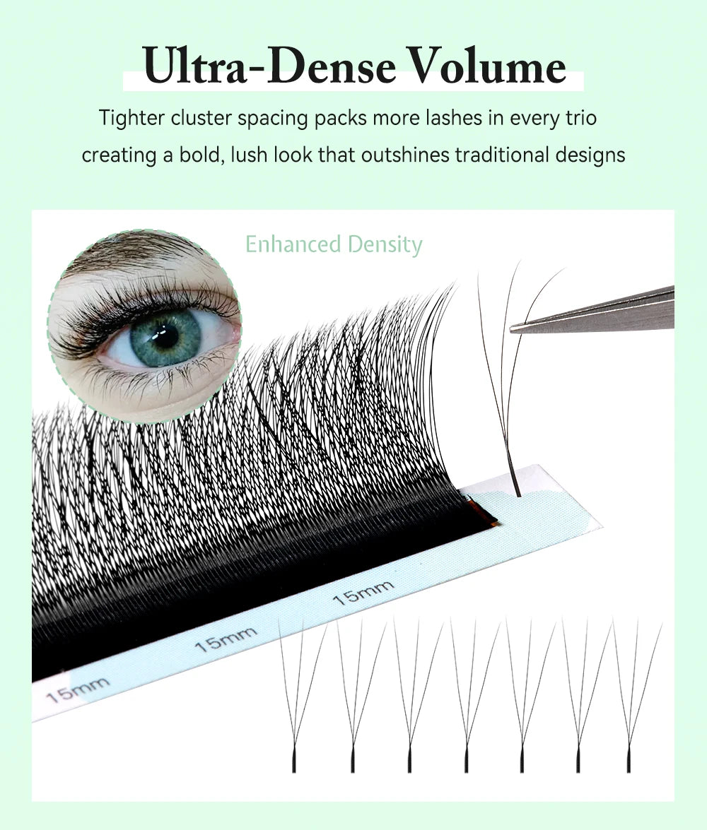 Yelix New 3D W Shape Small Opening Eyelash Extension Premade Volume Lashes L M Narrow 3D W Lashes Faux Eyelashes Makeup Tools