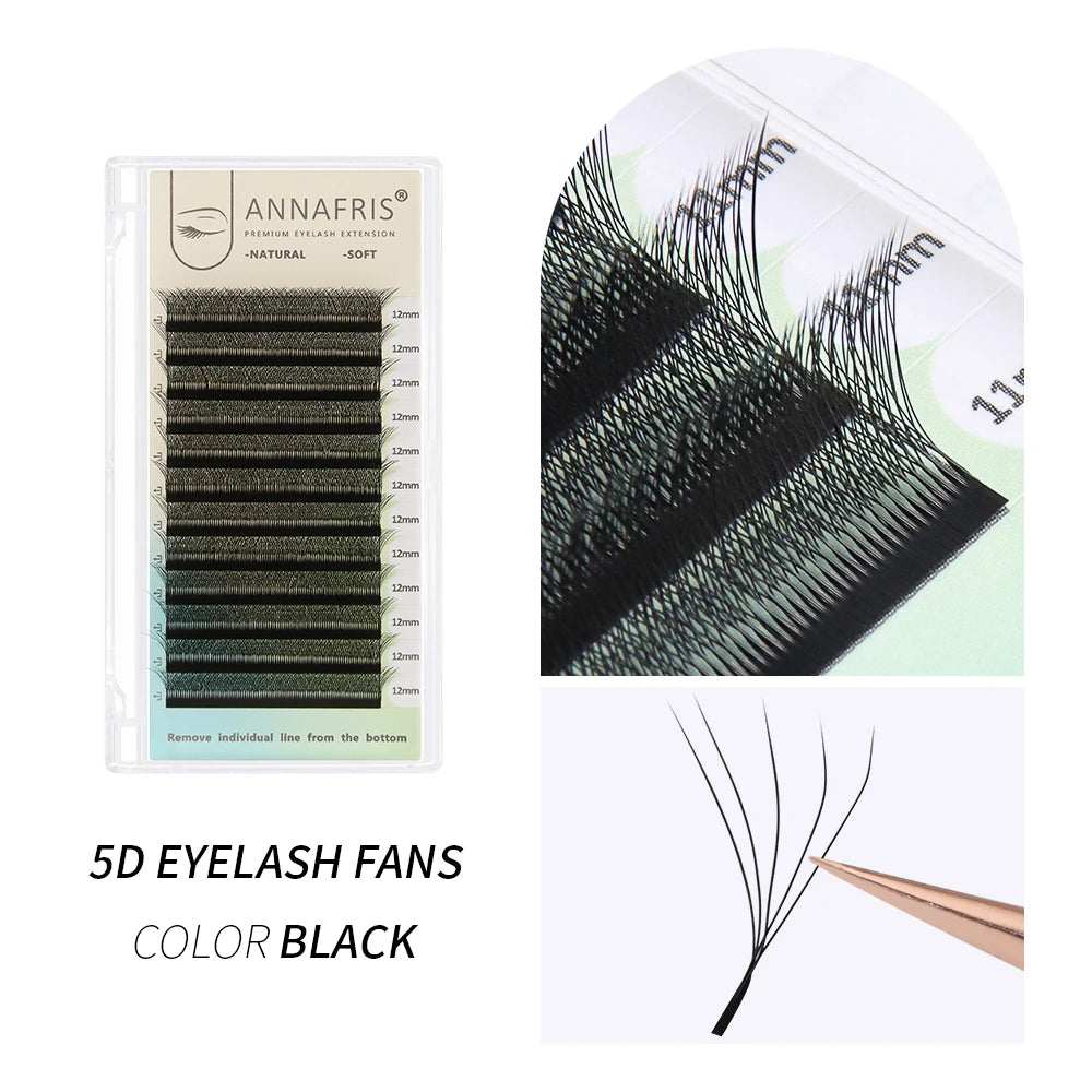 ANNAFRIS Premade Volume Fan YY 3D 4D 5D W-Shaped Lash Automatic Flowering W Lashes Extension Natural Soft Full Dense Mink Lash