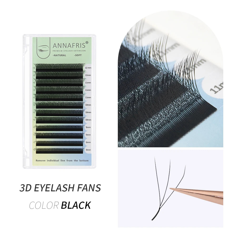 ANNAFRIS Premade Volume Fan YY 3D 4D 5D W-Shaped Lash Automatic Flowering W Lashes Extension Natural Soft Full Dense Mink Lash