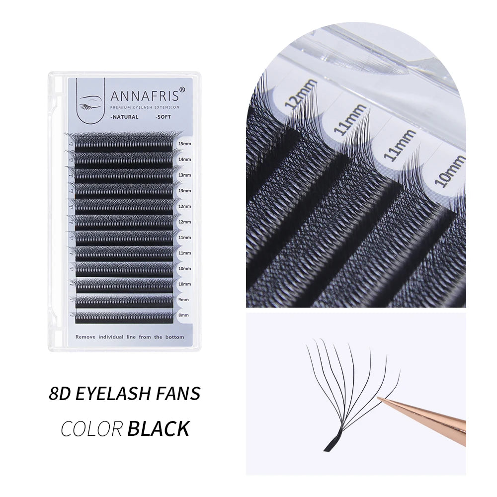 ANNAFRIS Premade Volume Fan YY 3D 4D 5D W-Shaped Lash Automatic Flowering W Lashes Extension Natural Soft Full Dense Mink Lash