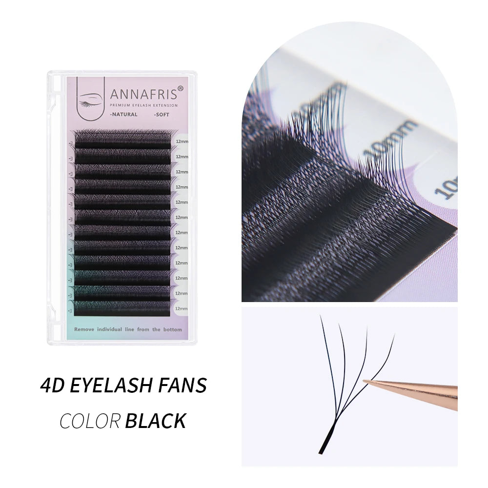 ANNAFRIS Premade Volume Fan YY 3D 4D 5D W-Shaped Lash Automatic Flowering W Lashes Extension Natural Soft Full Dense Mink Lash