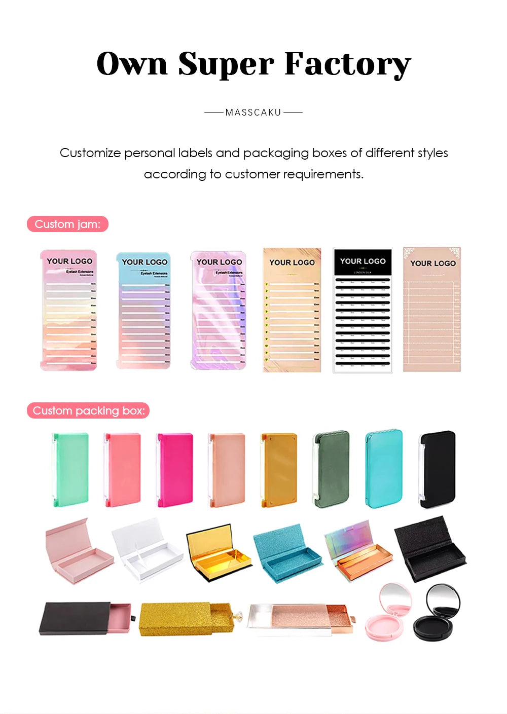 MASSCAKU U-Shaped 3D/4D/5D/6D W Eyelash Extensions 8-15mm Mixed Length Soft Matte Black Full Dense Lash Clusters Makeup Products