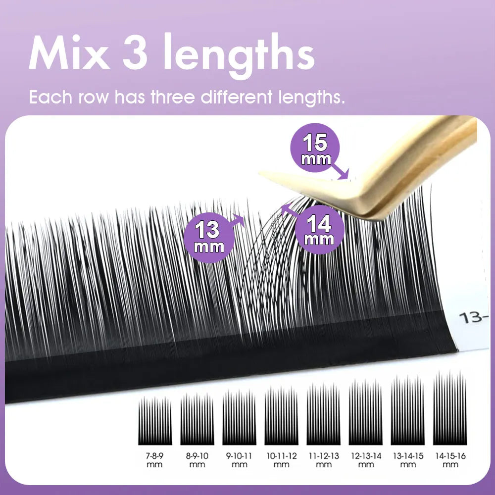 MASSCAKU Easy Fanning Bloom Eyelashes Austomatic Flowering Volume Faux Mink Individual Lashes Thick Natural Eyelash Extension