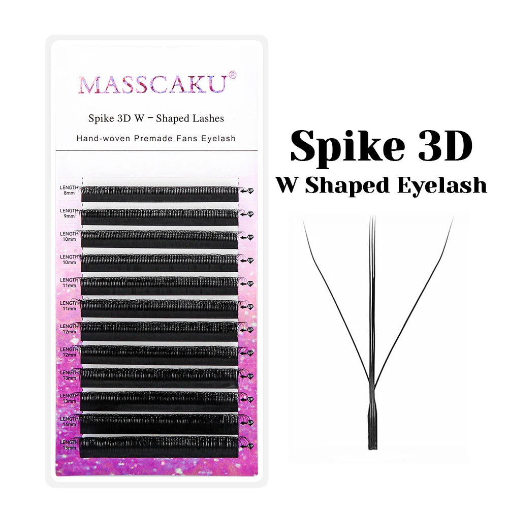 5case/lot High Quality Masscaku 4D/5D/6D W Shape Eyelash Extensions 8-15mm All Size W Type Individual Eyelashes Tray in Stock