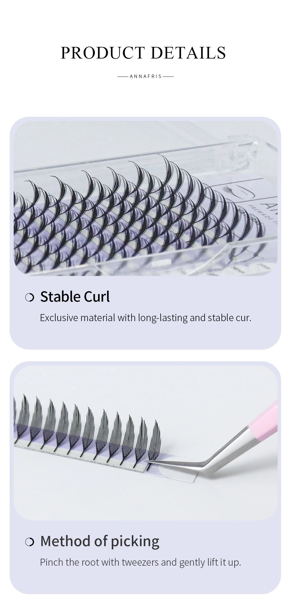 ANNAFRIS Comic Spire Eyelash Extension Premade Fans Natural Cashmere Manga False Eyelash Natural Soft Feather Shape Pteris Lash