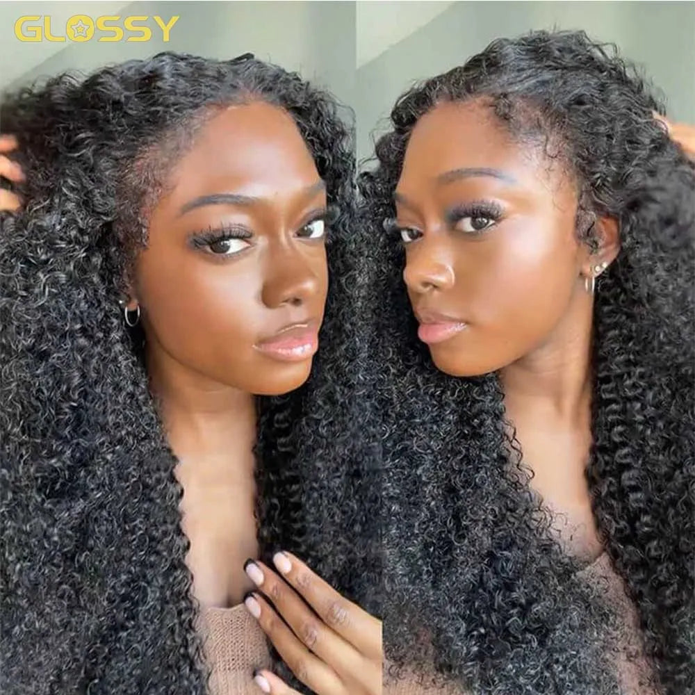 250 Density 13x6 Hd Afro Kinky Curly Wig 100% Human Hair 13x4 4c Edges Frontal Deep Wave Curly Lace Front Wigs For Women on sale