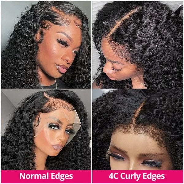 250 Density 13x6 Hd Afro Kinky Curly Wig 100% Human Hair 13x4 4c Edges Frontal Deep Wave Curly Lace Front Wigs For Women on sale