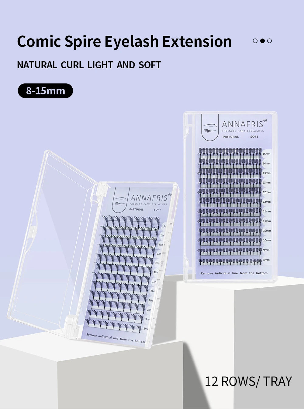 ANNAFRIS Comic Spire Eyelash Extension Premade Fans Natural Cashmere Manga False Eyelash Natural Soft Feather Shape Pteris Lash