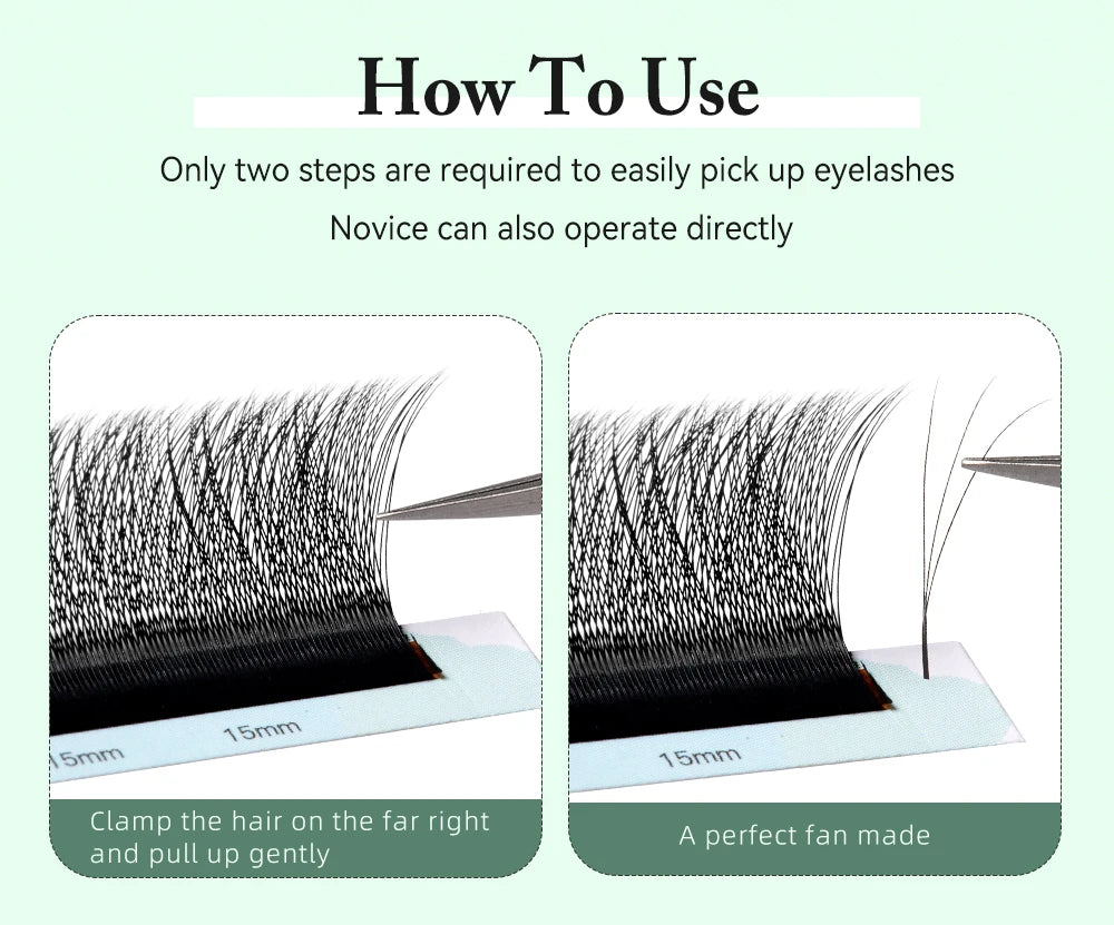 Yelix New 3D W Shape Small Opening Eyelash Extension Premade Volume Lashes L M Narrow 3D W Lashes Faux Eyelashes Makeup Tools